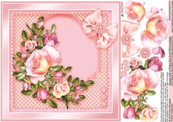 Roses with a Polka Dot Arch - 8in x 8in Decoupage