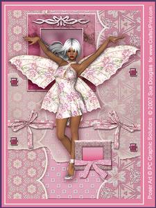 Louise Faerie Pink Kit, 6 Pages, Including Decoupage Step by Step
