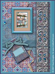 Brixham Blue Landscape Kit, 6 Pages, Including Decoupage Step by Step