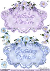 Sentiment Panels Birthday Wishes Lilac and Blue
