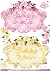 Sentiment Panels Birthday Wishes Pink and Cream