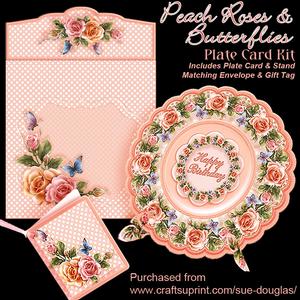 Plate Card Kit - Peach Roses and Butterflies