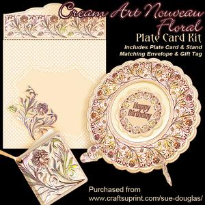 Plate Card Kit - Cream Art Nouveau Floral