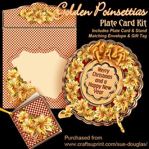 Plate Card Kit - Golden Poinsettias