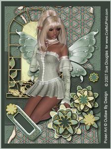 Suzie Faerie Green Kit, 6 Pages, Including Decoupage Step by Step