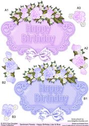 Sentiment Panels Happy Birthday Lilac and Blue