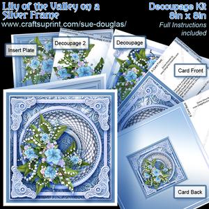 Lily of the Valley on a Silver Frame 8in x 8in Decoupage Kit