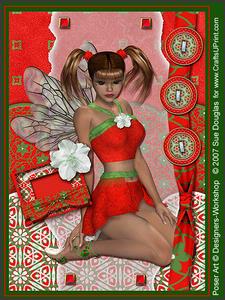 Dawn Faerie Red Kit, 6 Pages, Including Decoupage Step by Step