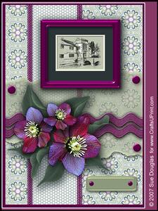 Baddesley Clinton Aubergine Landscape Kit, 6 Pages, Including Decoupage Step by Step