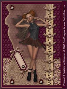 Mindy Faerie Burgundy Kit, 6 Pages, Including Decoupage Step by Step