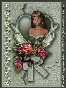 Rosie Cameo Green Kit 6 Pages, Including Decoupage Step by Step