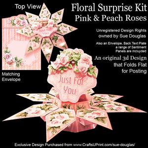 Floral Surprise Card Kit Pink and Peach Roses
