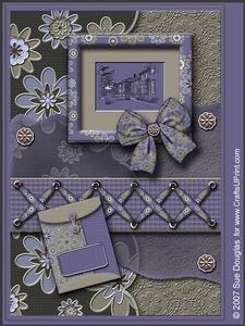 Upton House Purple Landscape Kit, 6 Pages, Including Decoupage Step by Step
