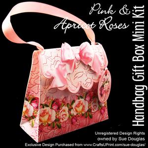 Handbag Gift Box Pink and Apricot Roses