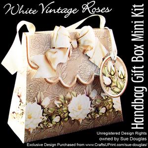 Handbag Gift Box White Vintage Roses