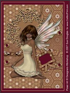 Chloe Faerie Taupe Kit, 6 Pages, Including Decoupage Step by Step