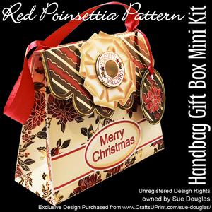 Handbag Gift Box Red Poinsettias Pattern