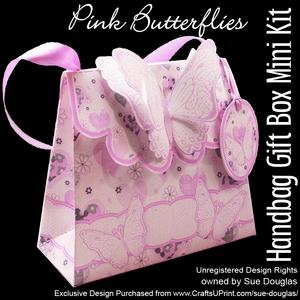 Handbag Gift Box Pink Butterflies