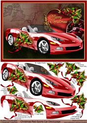 Christmas Red Sports Car Decoupage