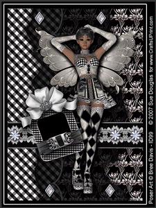 Nikki Faerie Black & White Kit, 6 Pages, Including Decoupage Step by Step