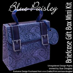 Briefcase Gift Box Blue Paisley