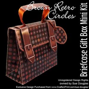Briefcase Gift Box Brown Retro Circles