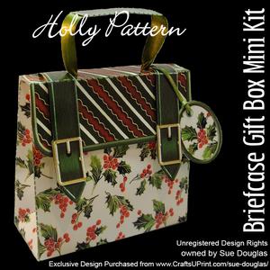 Briefcase Gift Box Holly Pattern