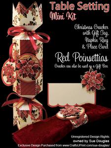 Table Setting Christmas Red Poinsettias Mini Kit