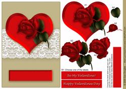 Red Heart with Lace and Red Rose, Step by Step Decoupage