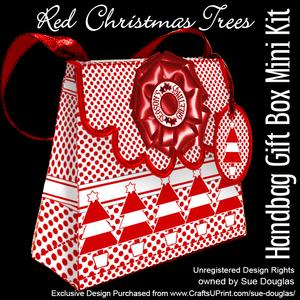 Handbag Gift Box Red Christmas Trees