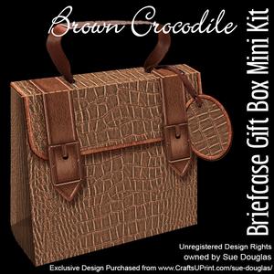 Briefcase Gift Box Brown Crocodile