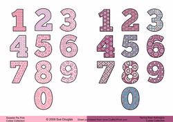 Sweetie Pie Pink Cutie and Spring Bear Aubergine Cutie Numbers Sheet