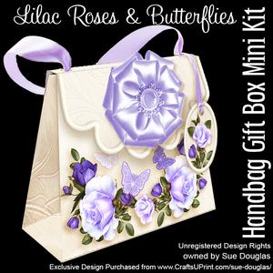 Handbag Gift Box Lilac Roses and Butterflies Mini Kit