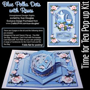 Time for Tea Pop-up Kit - Blue Polka Dot with Roses