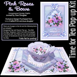 Time for Tea Pop-up Kit - Pink Roses and Bows