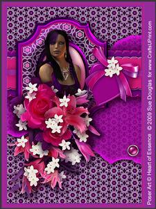Sasha Cameo Purple Kit, 6 Pages, Including Decoupage Step by Step