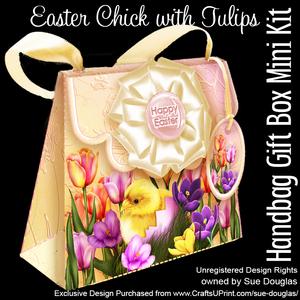 Handbag Gift Box Easter Chick with Tulips