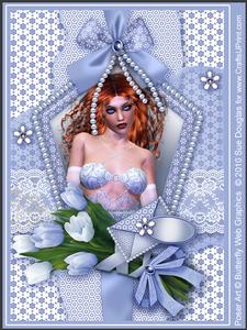 Kasey Cameo Blue Kit, 6 Pages, Including Decoupage Step by Step