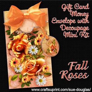 Fall Roses Gift Card Money Envelope Mini Kit