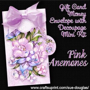 Pink Anemones Gift Card Money Envelope Mini Kit