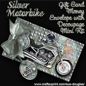 Silver Motorbike Gift Card Money Envelope Mini Kit