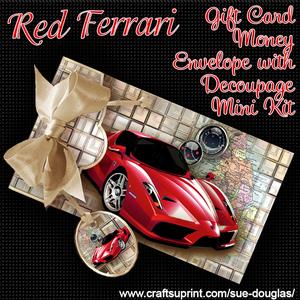 Red Ferrari Gift Card Money Envelope Mini Kit