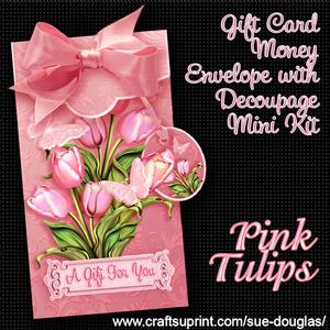 Pink Tulips Gift Card Money Envelope Mini Kit