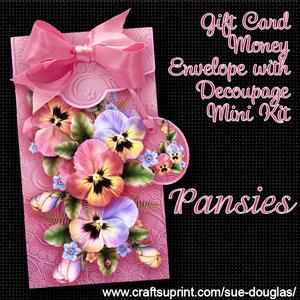 Pansies Gift Card Money Envelope Mini Kit