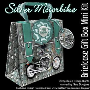 Briefcase Gift Box Silver Motorbike