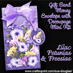 Lilac Petunias & Freesias Gift Card Money Envelope Mini Kit