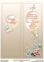 Vintage Roses and Butterflies Large Dl Birthday Insert