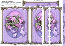 Lilac Roses in a Silver Frame Tunnel Card Sheet