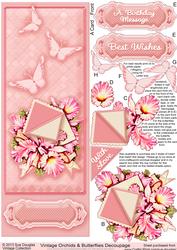 Vintage Orchids and Butterflies Large Dl Decoupage