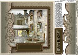 Vintage Building Peterhouse 8in x 8in Decoupage